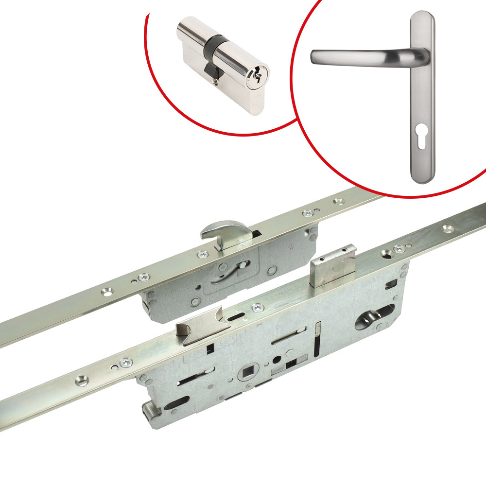 Fuhr Front Door Lock Kit with Cylinder & Alpine Door Handle - Enduro Steel (For 44mm Doors)